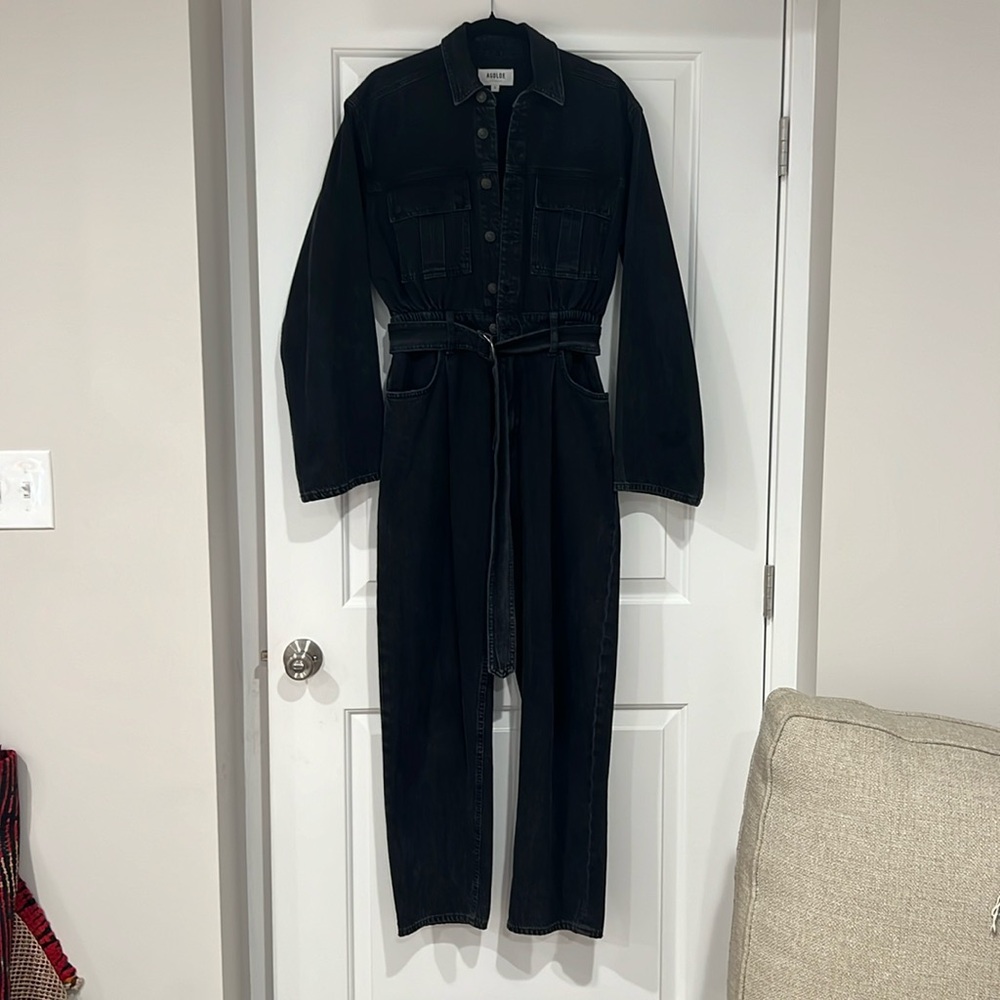 Agolde black denim boiler suit - straight leg